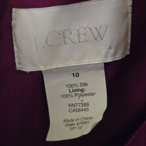 J.Crew Louisa Silk Chiffon 100% Silk Dress Plum Size 10 - Picture 5 of 5